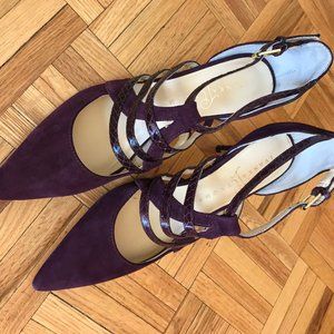 Sandale de soirée suède et cuir luisant bourgogne